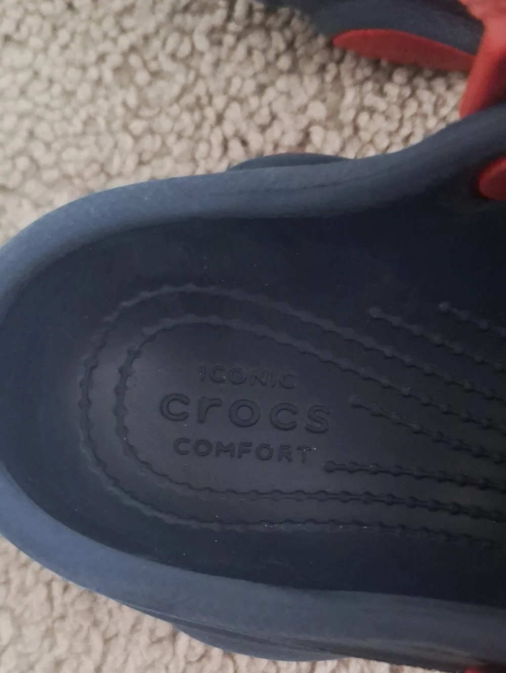Kids Navy Blue Crocs Shoes with Red Straps